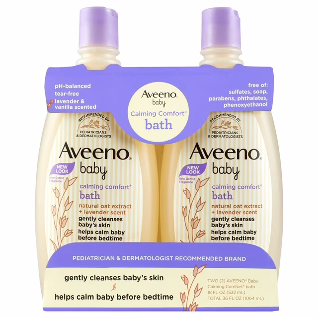 Aveeno Baby Calming Comfort Bath Wash, 18 fl oz, 2-Pack
