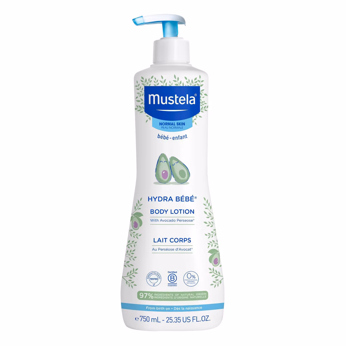 Mustela Hydra Bebe Baby Body Lotion 750 mL (25.36 fl oz)