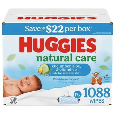 Huggies Natural Care Baby Wipes, Cucumber and Green Tea, 17 pk., 1088 Wipes