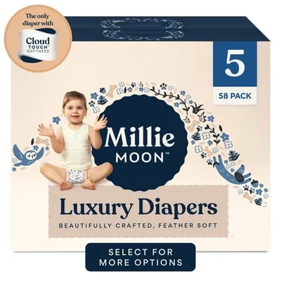 Millie Moon Luxury Diapers, Size 5, 58 Count