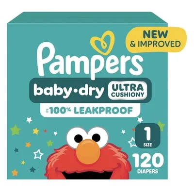 Pampers Baby Dry Diapers, Size 1, 120 Count