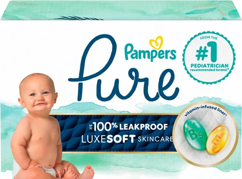 Pampers Pure Protection Diapers, Size 2, 186 Count