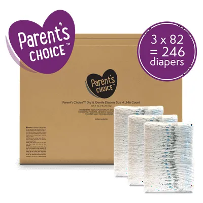 Parent's Choice Dry & Gentle Diapers Size 4, 246 Count