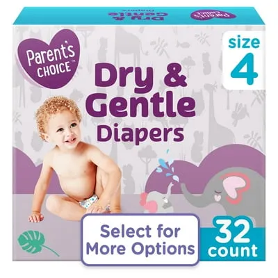 Parent's Choice Dry & Gentle Diapers Size 4, 32 Count