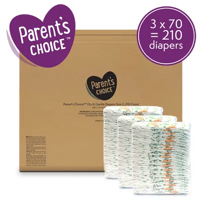 Parent's Choice Dry & Gentle Diapers Size 5, 210 Count