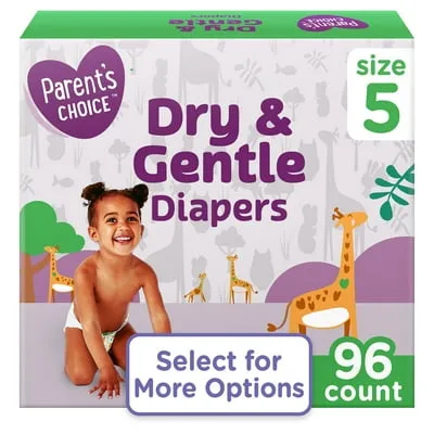 Parent's Choice Dry & Gentle Diapers Size 5, 96 Count