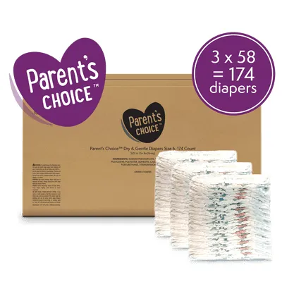 Parent's Choice Dry & Gentle Diapers Size 6, 174 Count