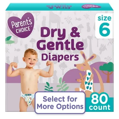 Parent's Choice Dry & Gentle Diapers Size 6, 80 Count
