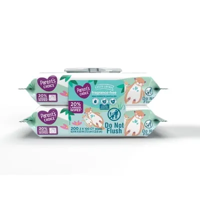 Parent's Choice Extra Large Fragrance-Free Baby Wipes, 200 Count