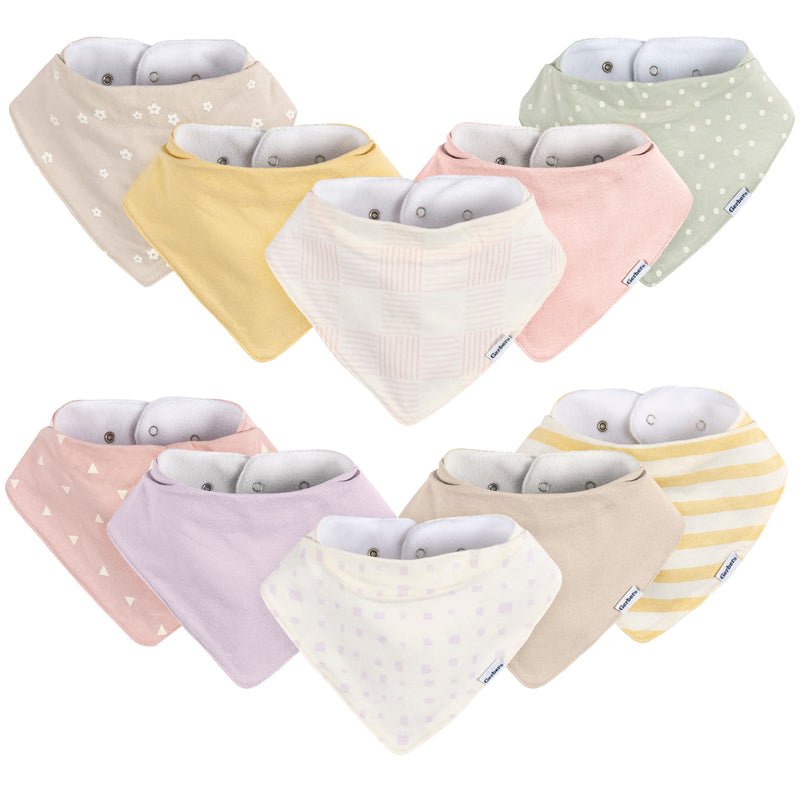 Gerber 10-Pack Baby Girls Multi Pink Bandana Bibs