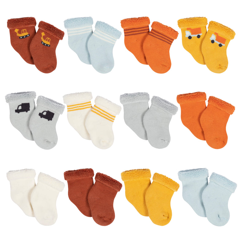 Gerber 12-Pack Baby Boys Transportation Zone Terry Wiggle Proof® Socks photo 2