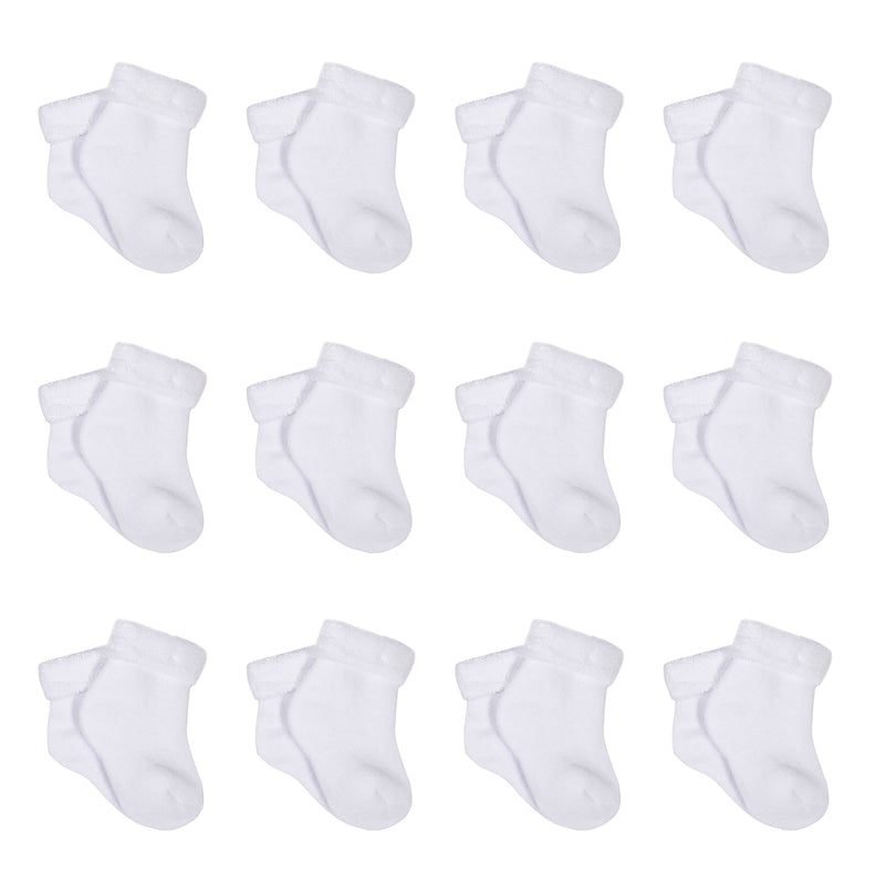 Gerber 12-Pack Baby White Terry Socks