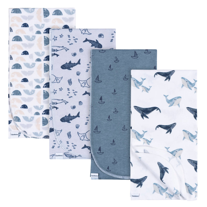 Gerber 4-Pack Baby Boys Coastal Calm Flannel Blankets photo 2
