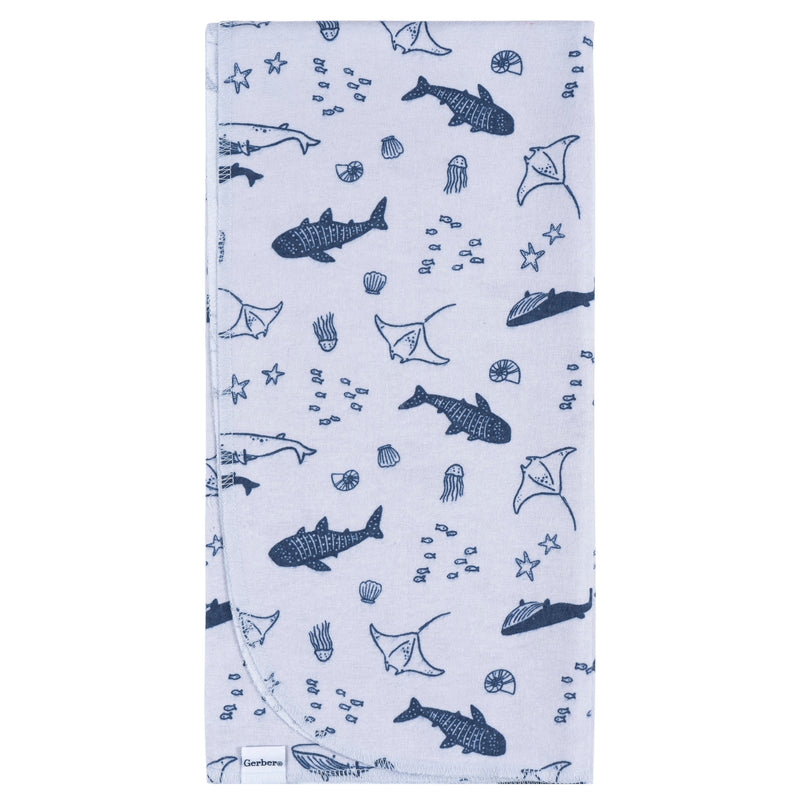 Gerber 4-Pack Baby Boys Coastal Calm Flannel Blankets photo 3