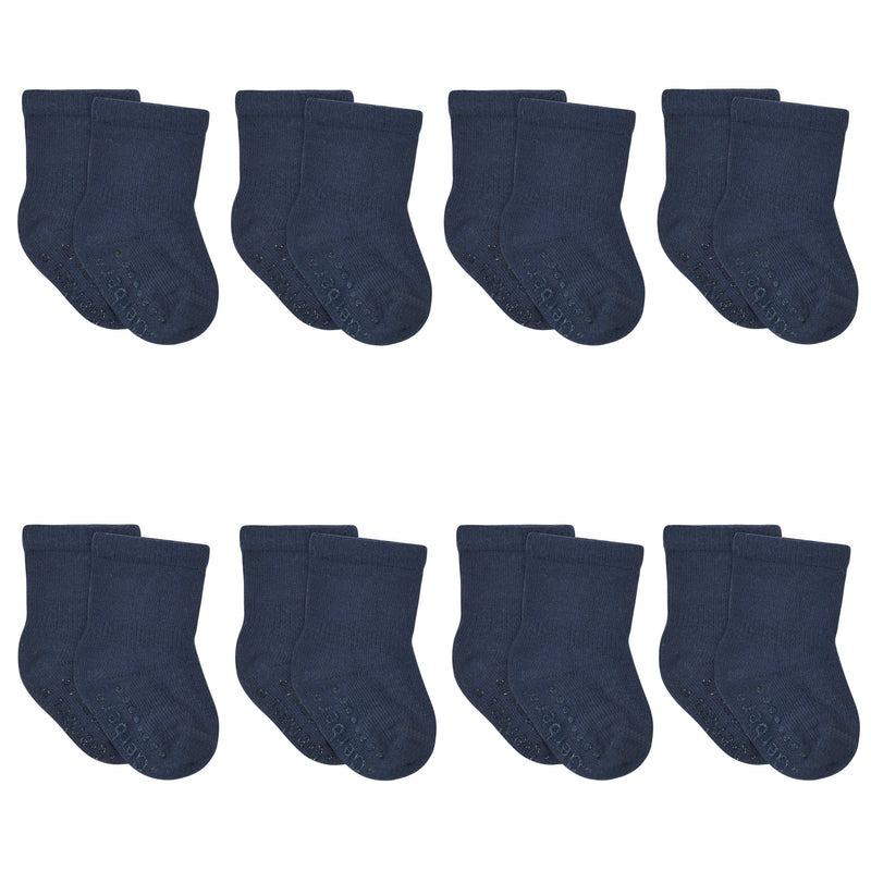 Gerber 8-Pack Baby Navy Wiggle-Proof™ Jersey Crew Socks photo 1