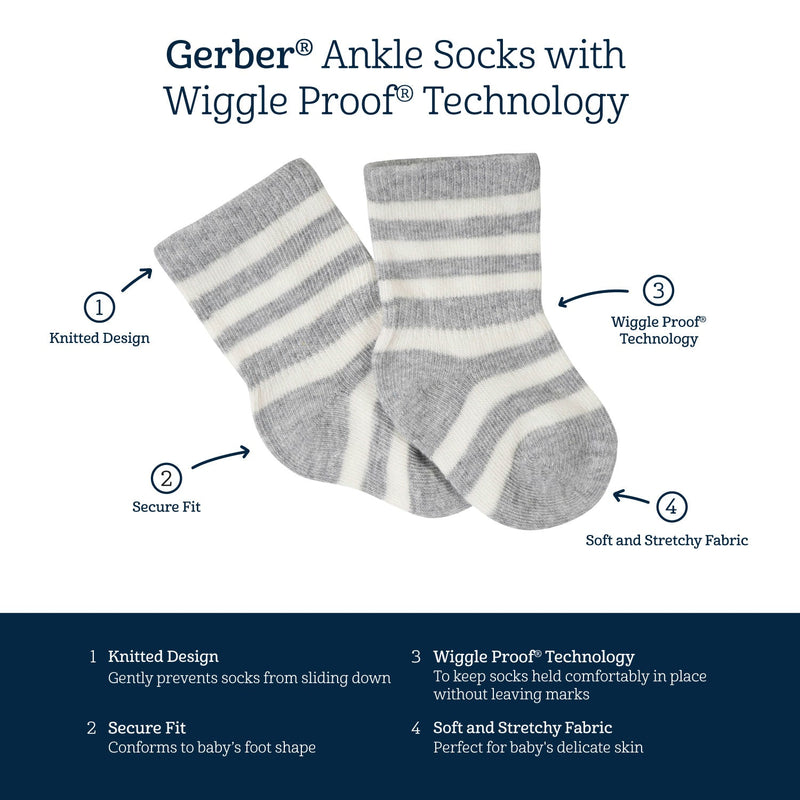 Gerber 8-Pack Baby Navy Wiggle-Proof™ Jersey Crew Socks photo 4