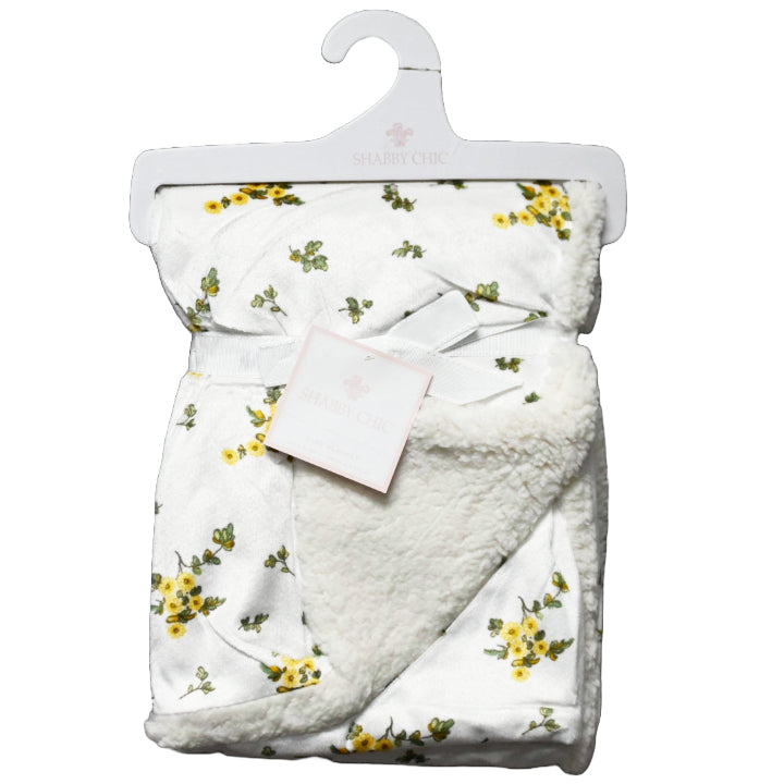 1pc Mink & Sherpa Blanket - Mustard Ditsy Floral