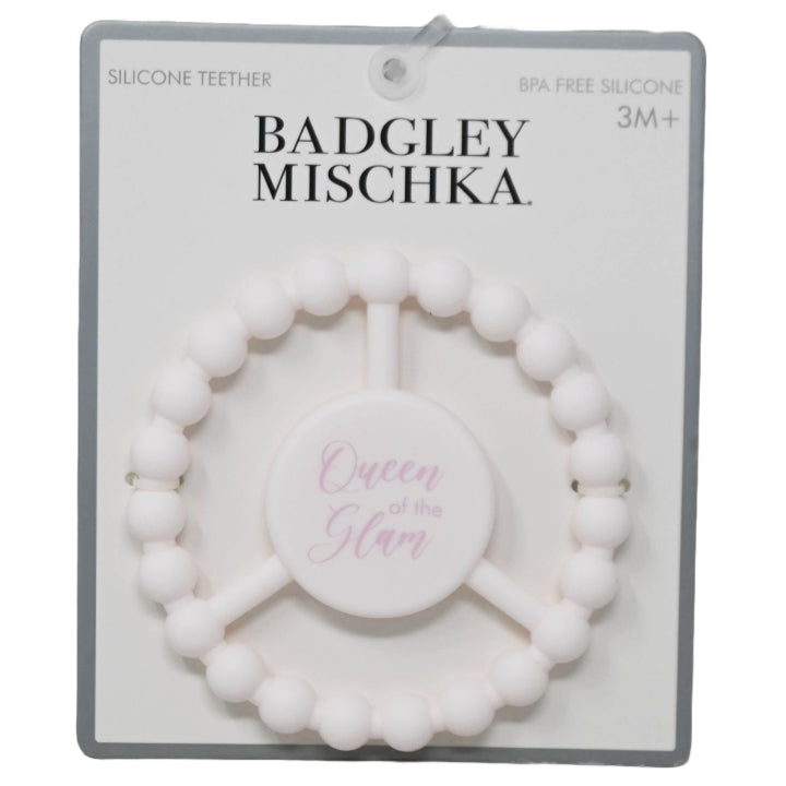 Silicone Peace Teether - White "Queen of the Glam"