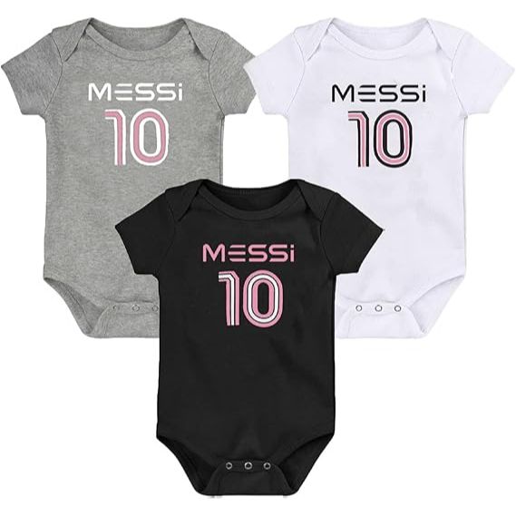 3pk Boys Messi Short Sleeve Bodysuit 3-asst Size (12m-18m-24m)