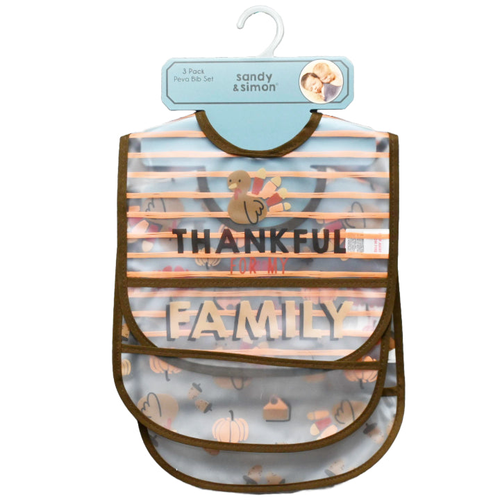 3pk Thankful Bibs - Peva