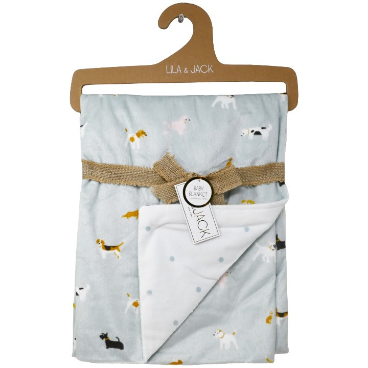 Lila & Jack Dog Park Printed Mink on Mink Backing Baby Blanket Throw (30"x40")