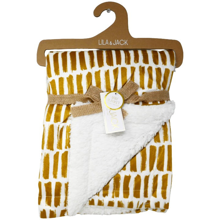 Lila & Jack 2 Ply Printed Mink with Solid Sherpa Baby Blanket Throw (30"x40")