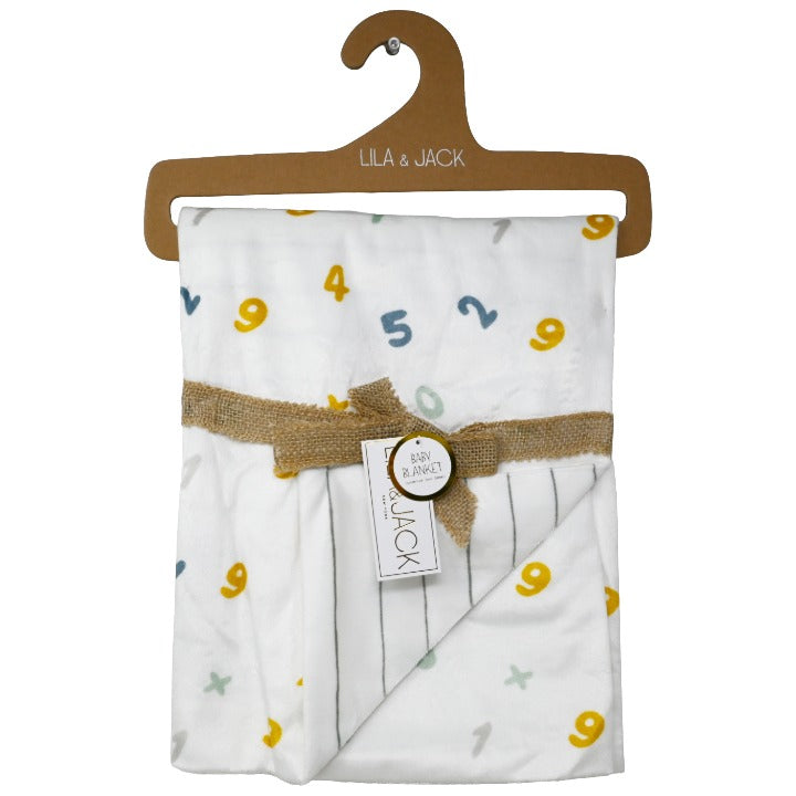 Lila & Jack Numbers Print Mink on Mink Backing Baby Blanket Throw (30"x40")