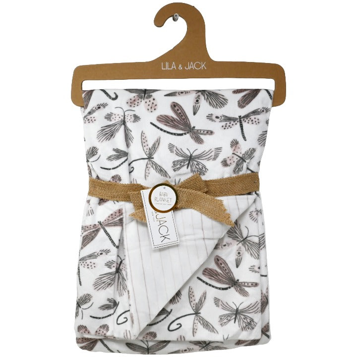 Lila & Jack Pink Dragonfly Printed Mink on Mink Backing Baby Blanket Throw (30"x40")