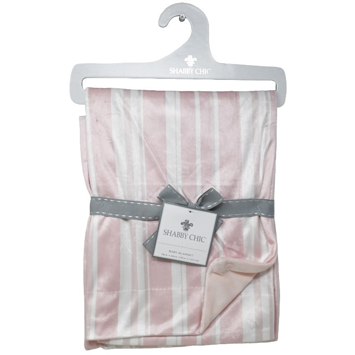 Shabby Chic Striped Printed Pink Mink on Mink Baby Blanket Throw (30"x40")