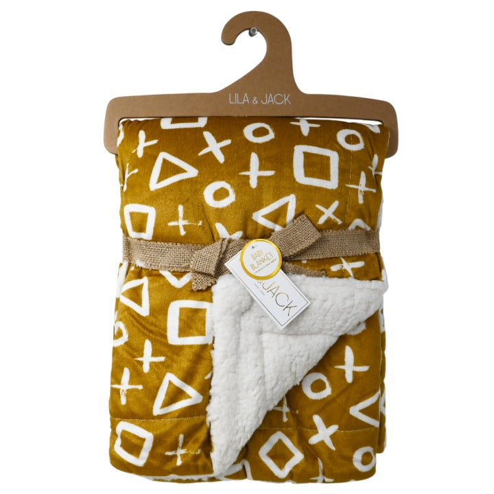 Lila & Jack Mink and Sherpa with Symbols Design Baby Blanket Throw (30"x40")