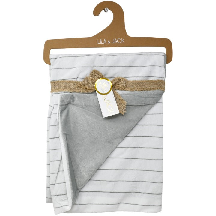 Lila & Jack White and Grey Stripe Mink on Mink Backing Baby Blanket Throw (30"x40")