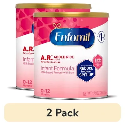 (2 pack) Enfamil A.R. Powder Baby Formula, Designed to Reduce Frequent Spit-Up in 1 Week, 19.5 Oz Tub