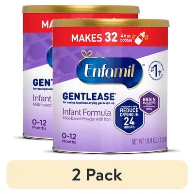 (2 pack) Enfamil Gentlease Easy to Digest Baby Formula for Easing Fussiness, Gas, Spit-up, 19.9 Oz Can