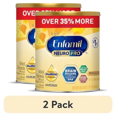 (2 pack) Enfamil NeuroPro Baby Formula, Brain Building Duo DHA & MFGM, Infant Formula Powder 20.7 oz