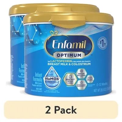 (2 pack) Enfamil Optimum (Enspire) Powder Baby Formula, Our Closest to Breast Milk, 20.5 oz Tub