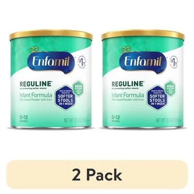 (2 pack) Enfamil Reguline Powder Baby Formula, Promotes Soft Stools, 12.4 oz Can