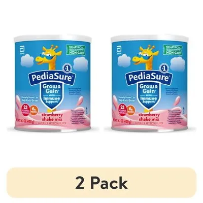 (2 pack) PediaSure Grow & Gain Shake Mix Powder, Strawberry, 14.1 oz Can, 8 Servings