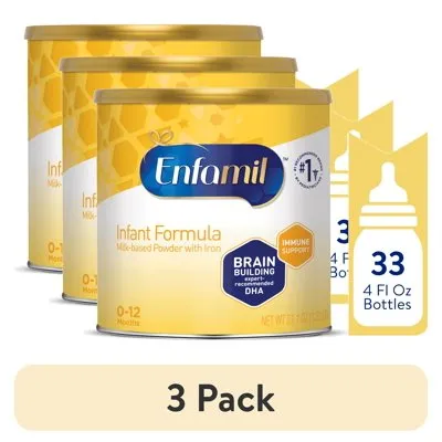 (3 pack) Enfamil Infant Powder Baby Formula with Iron, 21.1 oz Can