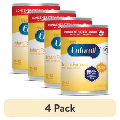 (4 pack) Enfamil Concentrated Liquid Baby Formula with Iron, 13 fl oz Can