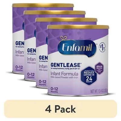 (4 pack) Enfamil Gentlease Easy to Digest Baby Formula for Easing Fussiness, Gas, Spit-up, 12.4 oz Can