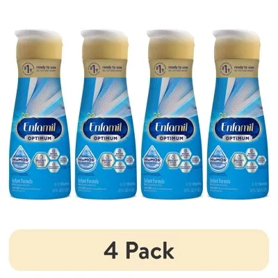 (4 pack) Enfamil Optimum Ready-to-Feed Baby Formula Has HMO Prebiotic, 32 fl oz