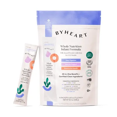 ByHeart Whole Nutrition Anywhere Pack™ Infant Formula Powder, Made with Organic Whole Milk, 14 Count