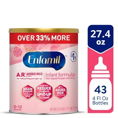 Enfamil A.R. Powder Baby Formula, Designed to Reduce Frequent Spit-Up in 1 Week, 27.4 Oz Can
