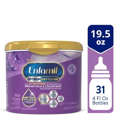 Enfamil Optimum (Enspire) Gentlease Powder Baby Formula, Our Closest to Breast Milk 19.5 oz Tub