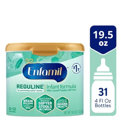 Enfamil Reguline Powder Baby Formula, Promotes Soft Stools, 19.5 oz Tub