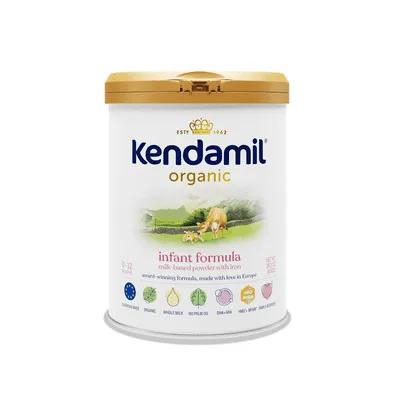 Kendamil Organic Whole Milk Infant Formula Powder, European with Hmos, Prebiotics, No Palm Oil, No added Soy, with DHA, Can, 28.2oz