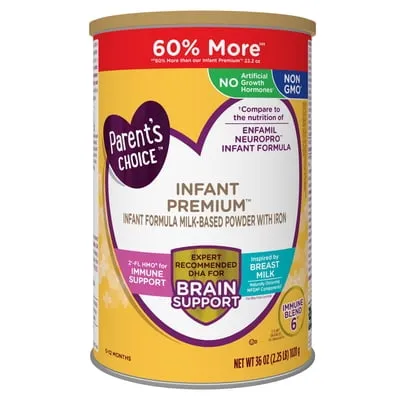 Parent's Choice Infant Premium Baby Formula Milk-Based Powder with Iron, 36 oz
