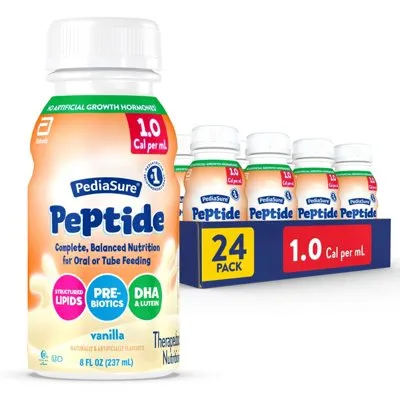 PediaSure Peptide 1.0 Cal, Therapeutic Nutrition Shake, Vanilla 8 oz, 24 Count