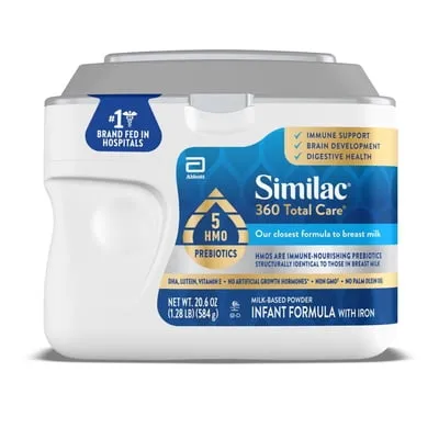 Similac 360 Total Care Baby Formula Powder with 5 HMO Prebiotics, 20.6 oz Tub