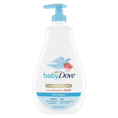 Baby Dove Sensitive Skin Care Baby Wash For Baby Bath Time Rich Moisture Tear-Free and Hypoallergenic, 20 Fl Oz